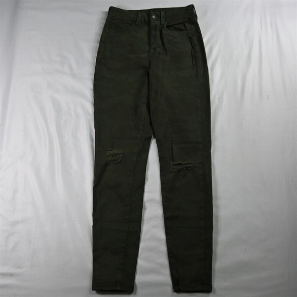 American Eagle 0 Jegging Knit Green Super Stretch Denim Womens Jeans‎ - Picture 1 of 9